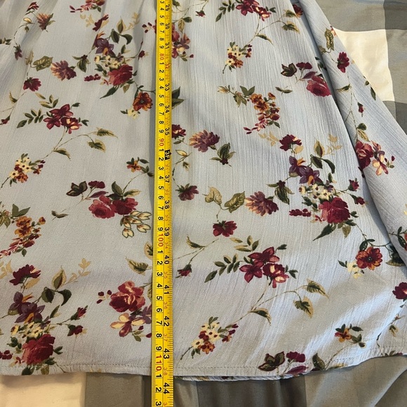 WAYF Blouson V Neck Blue Floral Print Midi Dress in Rayon Gauze sz S - Picture 15 of 16